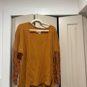 Anthropologie Burnt Orange Long Sleeve Top